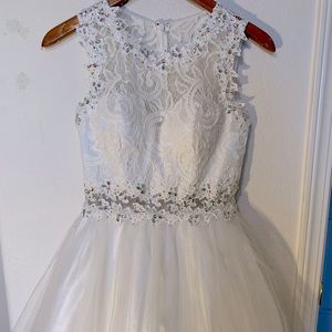 White lace and rhinestone dress